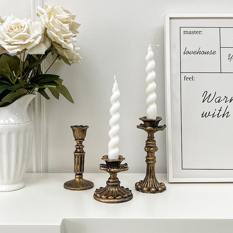 Home Decor In - Винтажный бронзовый подсвечник-фигурка с цветочным узором,