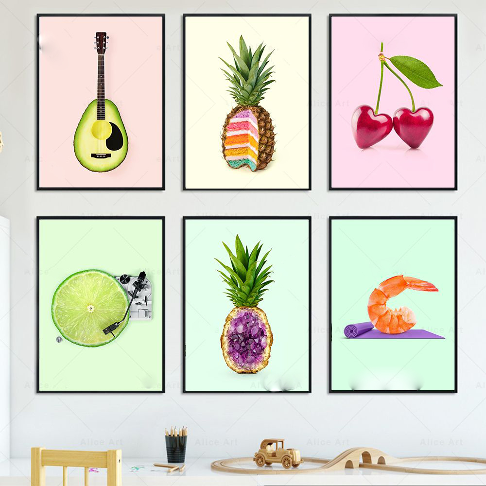 Home Decor Yoga - Картина на холсте с лимоном, ананасом,