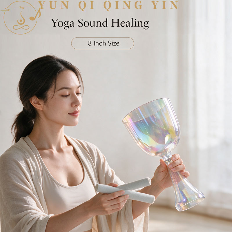 Home Decor Yoga - 8-дюймовая цветная прозрачная хрустальная поющая чаша
